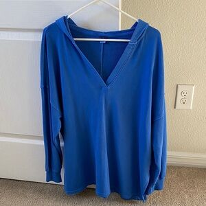 Old Navy blue hoodie hooded deep v-neck tunic sweatshirt M